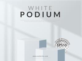 white hexagon shape podium with shadow overlay effect on background. vector illustration