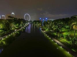 Picture of Gardens by the bay park in Singapore during nighttime in September photo