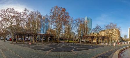 Panoramic view from Opernplatz in Frankfurt over the skyline during sunrise photo