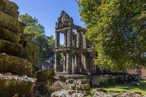 Mystical and famous ruins of Anchor Wat in Cambodia with no people in summer photo