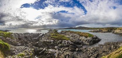 Panorama picture of rough coast line in Ireland during daytime photo