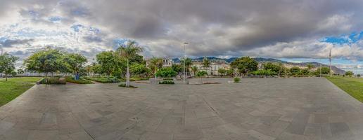 Panoramic picture over the promenade of the Funchal harbor on the Portugese island of Madeira in the evening photo