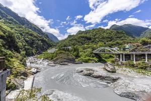 Panoramic view over Xiangde temple area on Taiwan in summer photo