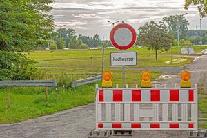 Picture of a flood barrier during a flood on the river Rhine photo