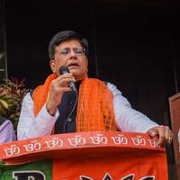 New Delhi, India - November 27 2022 - Piyush Goyal Cabinet Minister and core member of Bharatiya Janata Party BJP during a rally in support of BJP candidate ahead of MCD local body Elections 2022 photo