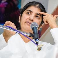 New Delhi, India, October 16 2022 - BK Shivani during meditation session, Shivani Verma, better known as BK Shivani, is a teacher in the Brahma Kumaris spiritual yoga and meditation movement of India photo