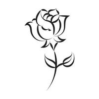 Rose Vector Image. Line Art Tattoo.