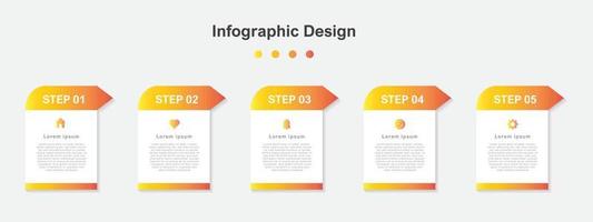 Five Steps abstract business infographic template vector