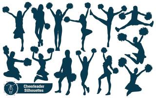 Collection of Cheerleader Silhouette in different positions vector