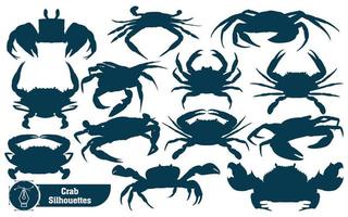 collection of crab silhouette vector illustration