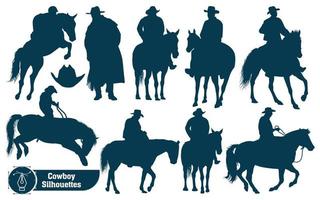 Collection of Cowboy silhouettes vector