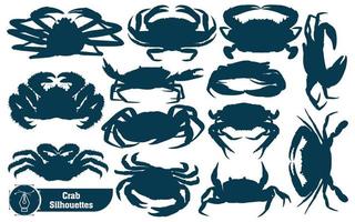 collection of crab silhouette vector illustration