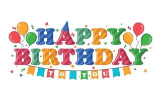 tipografía de feliz cumpleaños o letras de caligrafía con globos vector