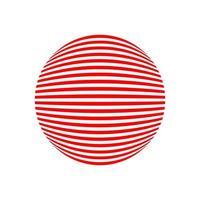 Red striped ball on a white background vector illustration. 3d lines globe artwork design.