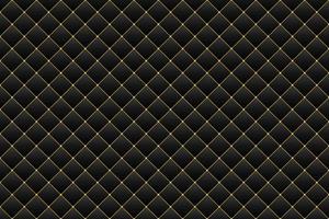 Dark luxury upholstery with golden beads and border vector background. Quilted leather texture premium pattern.