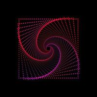 Pink and red dotted spiral vortex square vector. Squarish swirl pattern dots logo design. vector