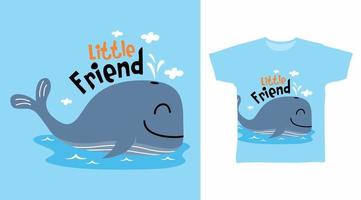 Cute Whale stylish t-shirt and apparel trendy design with simple typography vector