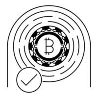 Bitcoin checked icon, suitable for a wide range of digital creative projects. vector