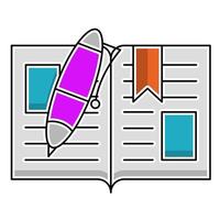 icono de libro abierto, adecuado para una amplia gama de proyectos creativos digitales. vector