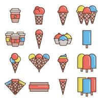 íconos de helados, adecuados para una amplia gama de proyectos creativos digitales. vector