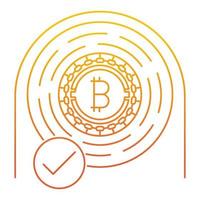 Bitcoin checked icon, suitable for a wide range of digital creative projects. vector