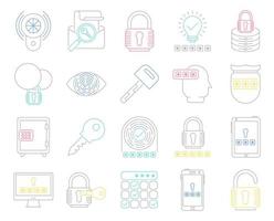 iconos de contraseña y seguridad, adecuados para una amplia gama de proyectos creativos digitales. vector