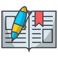 icono de libro abierto, adecuado para una amplia gama de proyectos creativos digitales. vector