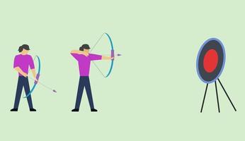 how to basic doing archery, how to shoot an arrow with bow, bow and arrow, target board, archery tutorial vector