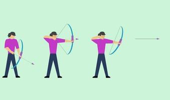 one frame step by step archery, step by step tutorial archery, archery tutorial vector illustration