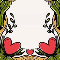 vector illustration valentine background for social media template with copy space decorated with roots and leaves and hearts