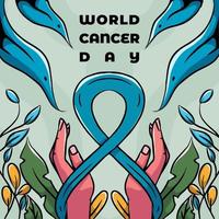 world cancer day vector banner poster with flower and ribbon illustration