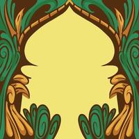 Islamic background template for social media post with old school style and frame ornament vector