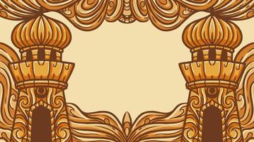 vector illustration of islamic background banner with copy space and golden colored with ornate frame