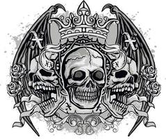 Signo gótico con calavera, camisetas de diseño vintage grunge vector