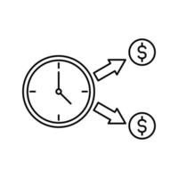 Time is money illustration, clock with money icon vector
