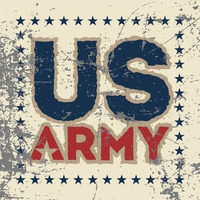 Illustration printing on T shirt U S Army fonts