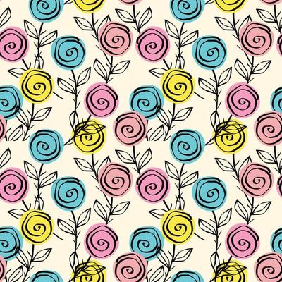 roses spring seamless pattern with in nude tones.
