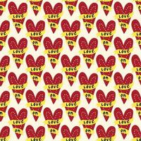 Valentines day pattern with hearts in modern doodle style vector