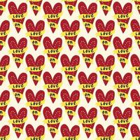 Valentines day pattern with hearts in modern doodle style vector