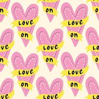 Valentines day pattern with hearts in modern doodle style vector