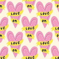 Valentines day pattern with hearts in modern doodle style vector