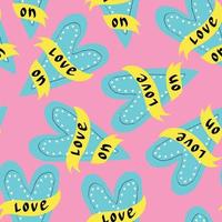 Valentines day pattern with hearts in modern doodle style vector