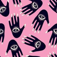 Seamless pattern with Magical mystical symbol hands with eyes vector