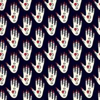 Seamless pattern with Magical mystical symbol hands with eyes vector