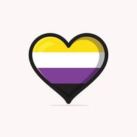 Nonbinary flag in heart shape vector illustration