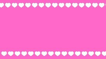 cadre vidéo animé en forme d'amour blanc sur fond rose. images d'amour animées de la Saint-Valentin et étiquettes pour les vidéos de mariage et d'histoire d'amour. 4k video