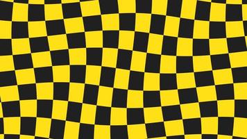 Black And Yellow Checkers Distorted Background. Seamless Loop 4K Video. Black and Yellow Checkered Backdrop Animation, Warped Effect Motion Graphics. video