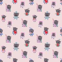 Seamless pattern with Valentine bears. Design for fabric, textile, wallpaper, packaging, wrapping paper. vector