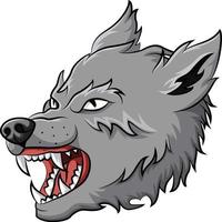 Cartoon angry wolf head mascot vector