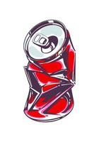 Empty wrinkled soda can, sketch. vector